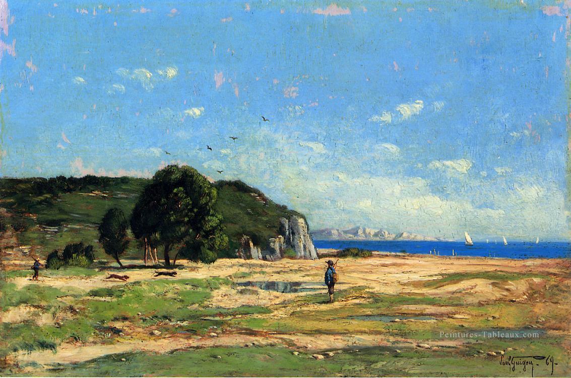 Chasseurs près de la côte de Marseille paysage Paul Camille Guigou Peintures à l'huile